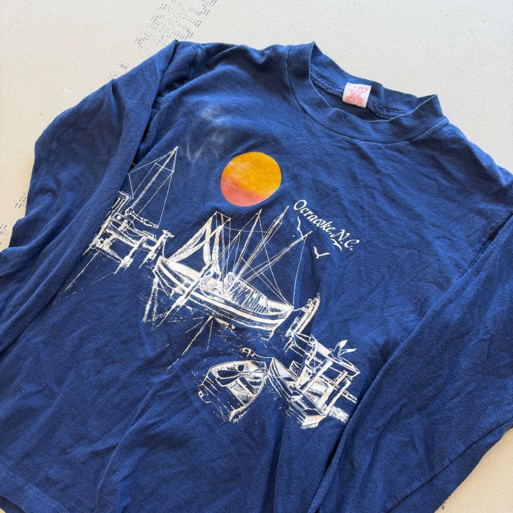 Vintage 80s Ocracoke NC Surf Long Sleeve AOP T-Shirt